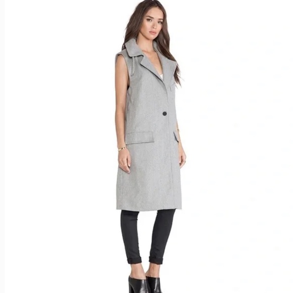 JOA Gray Long Vest sleeveless coat - Picture 7 of 10
